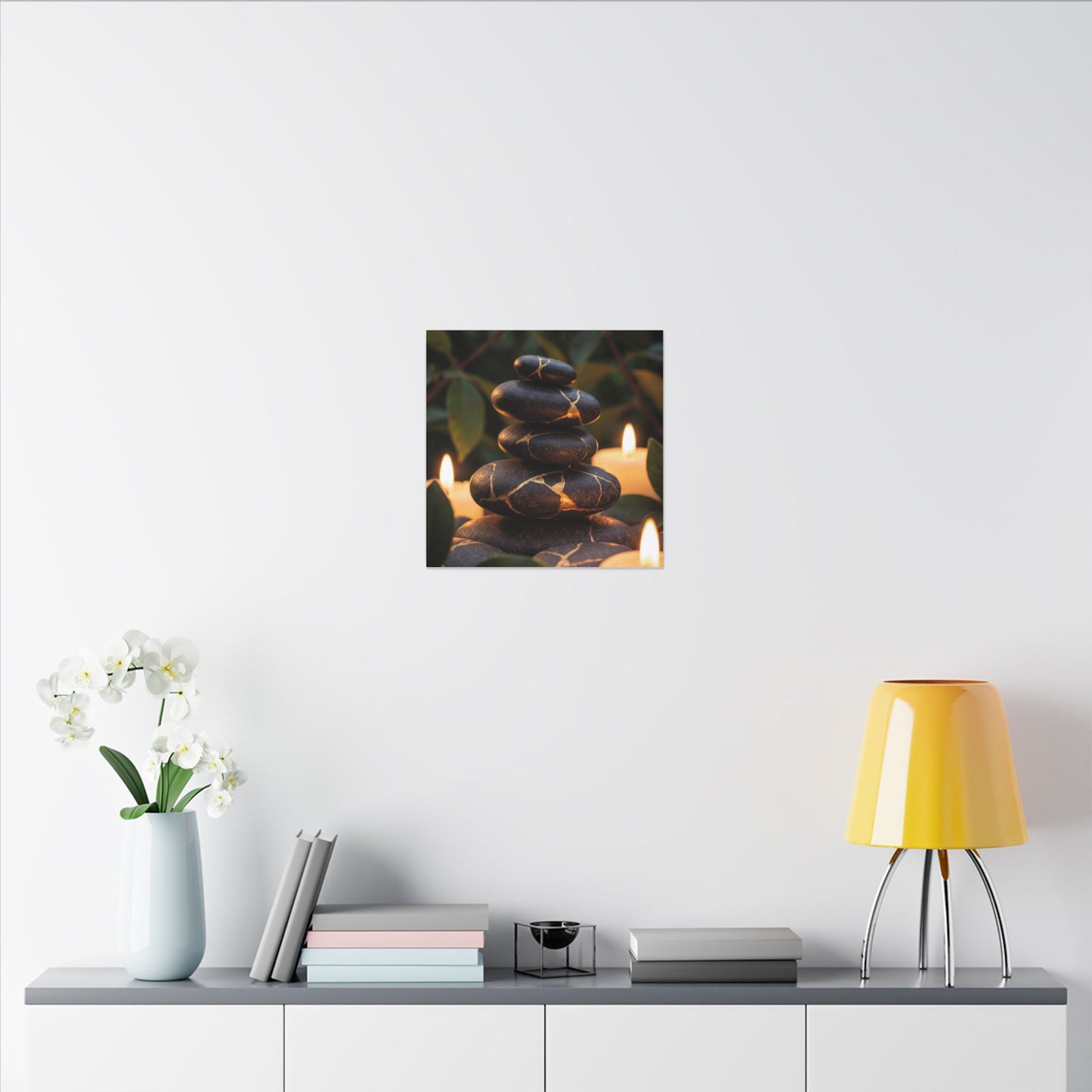 Summer River Stones Gold Vein Canvas Art | Philosophical Decor