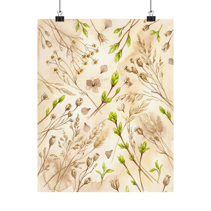 Spring Dried Flowers Watercolor Wall Art Print | Elegant Decor