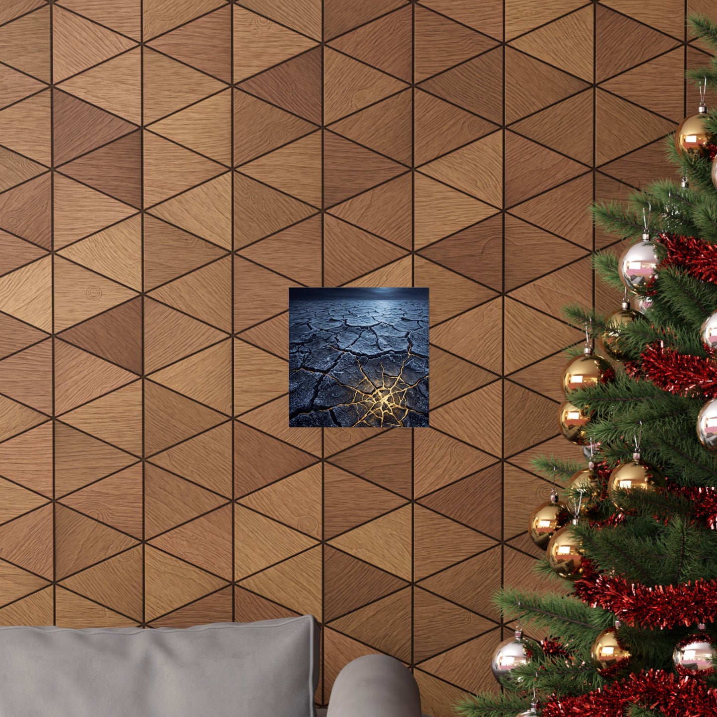 Artful Cracked Earth Wall Art Print - Gold Vein Kintsugi