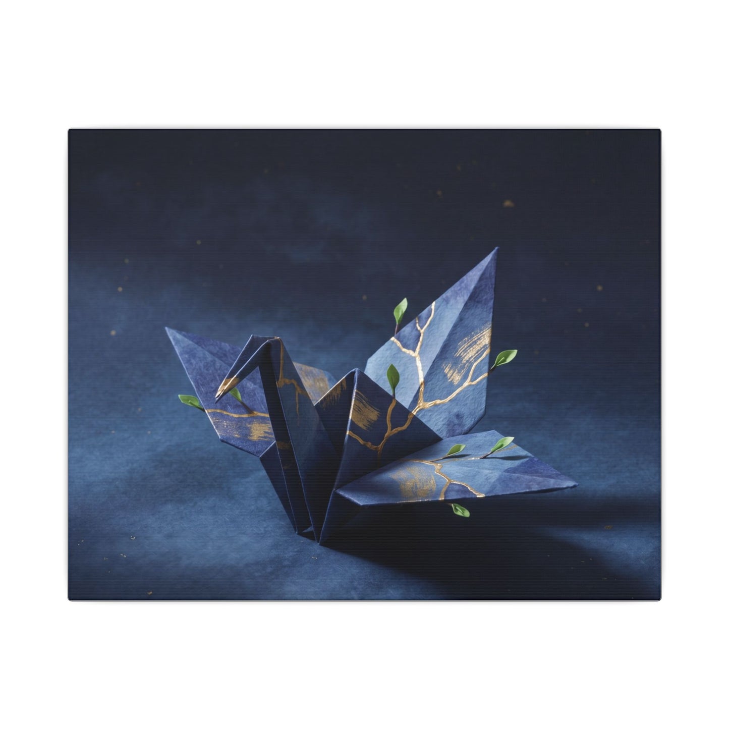 Kintsugi Paper Fold in Moonlight | Crackle Gold Canvas Art