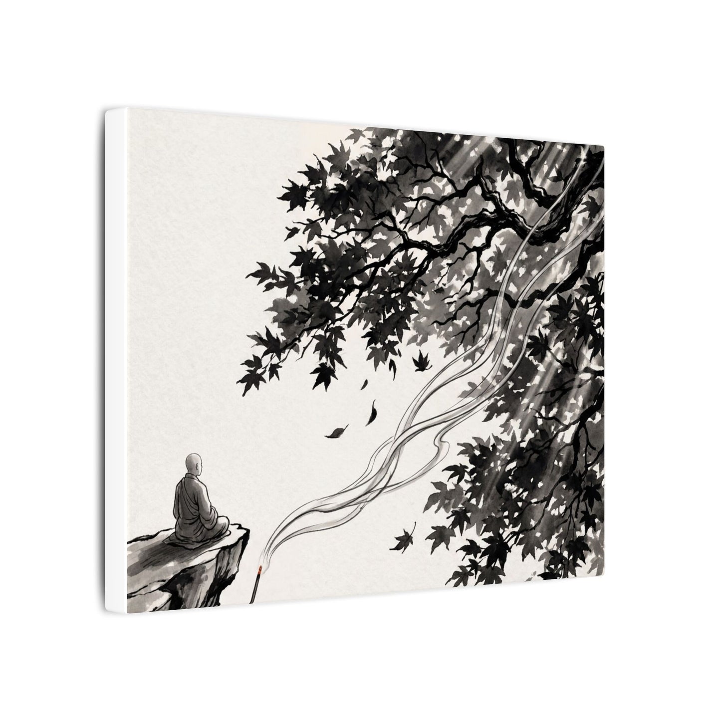 Serene Incense Smoke Canvas Art - Ukiyo E Inspired Zen