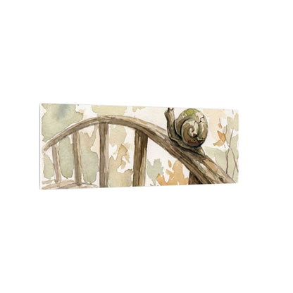 Wooden Bridge Canvas Art | Autumn Japandi Watercolor Art