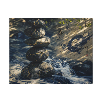 Kintsugi River Stones in Dappled | Broken Beauty Canvas Art