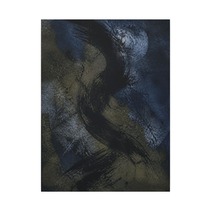 Shibui Ink Brushstroke Canvas Art - Dark Japandi Dark Texture