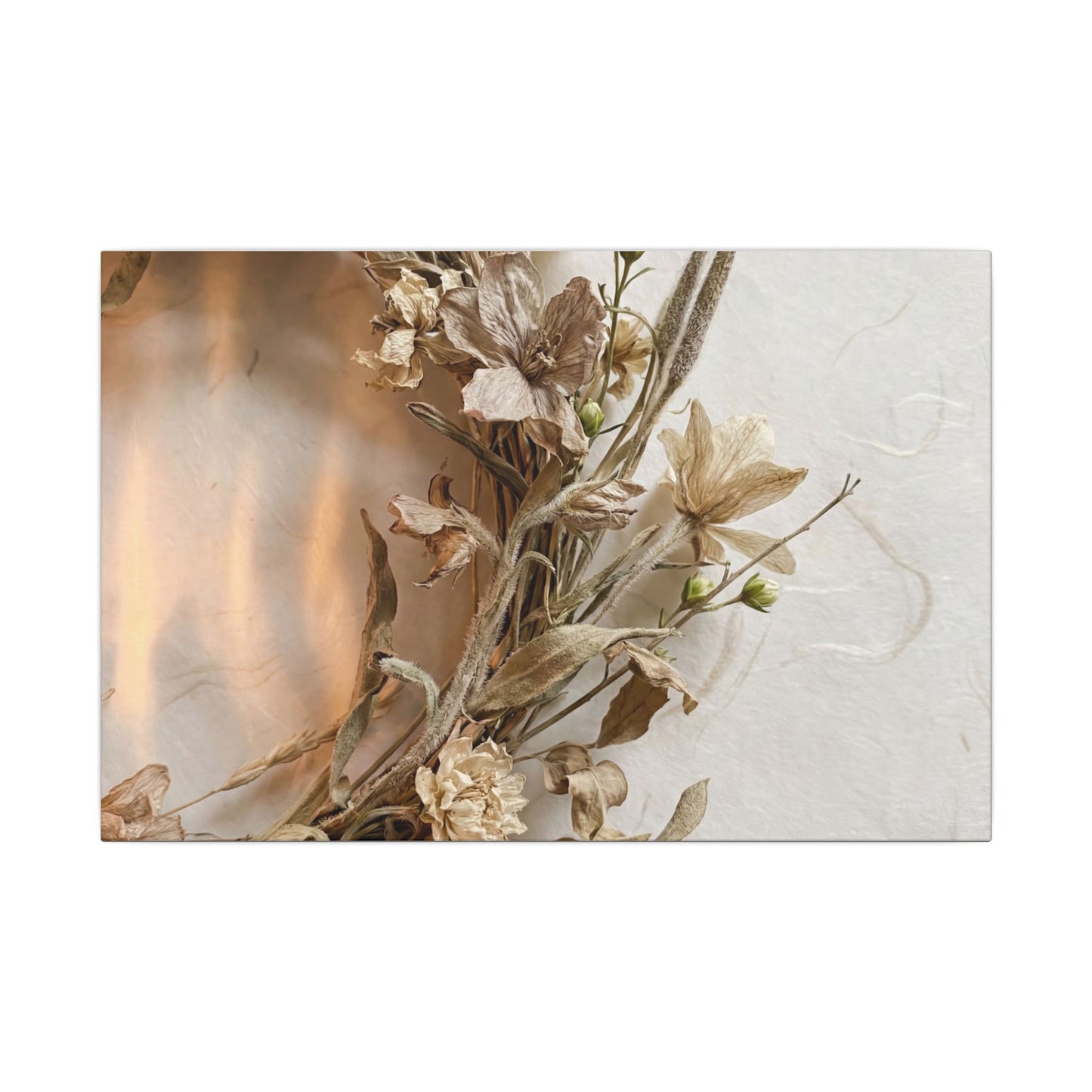 Dried Flowers Japanese Pattern Canvas Art | Neutral Japandi Art