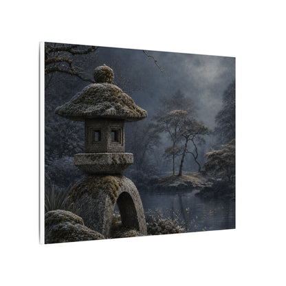 Stone Lantern Canvas Art | Winter Japandi Japanese Pattern Art