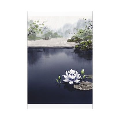 Lotus Flower Karesansui Canvas Art | Tranquil Zen Art