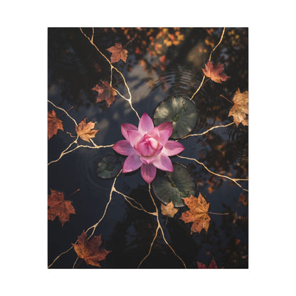 Ma Lotus Flower Canvas Art - Kintsugi Gold Vein