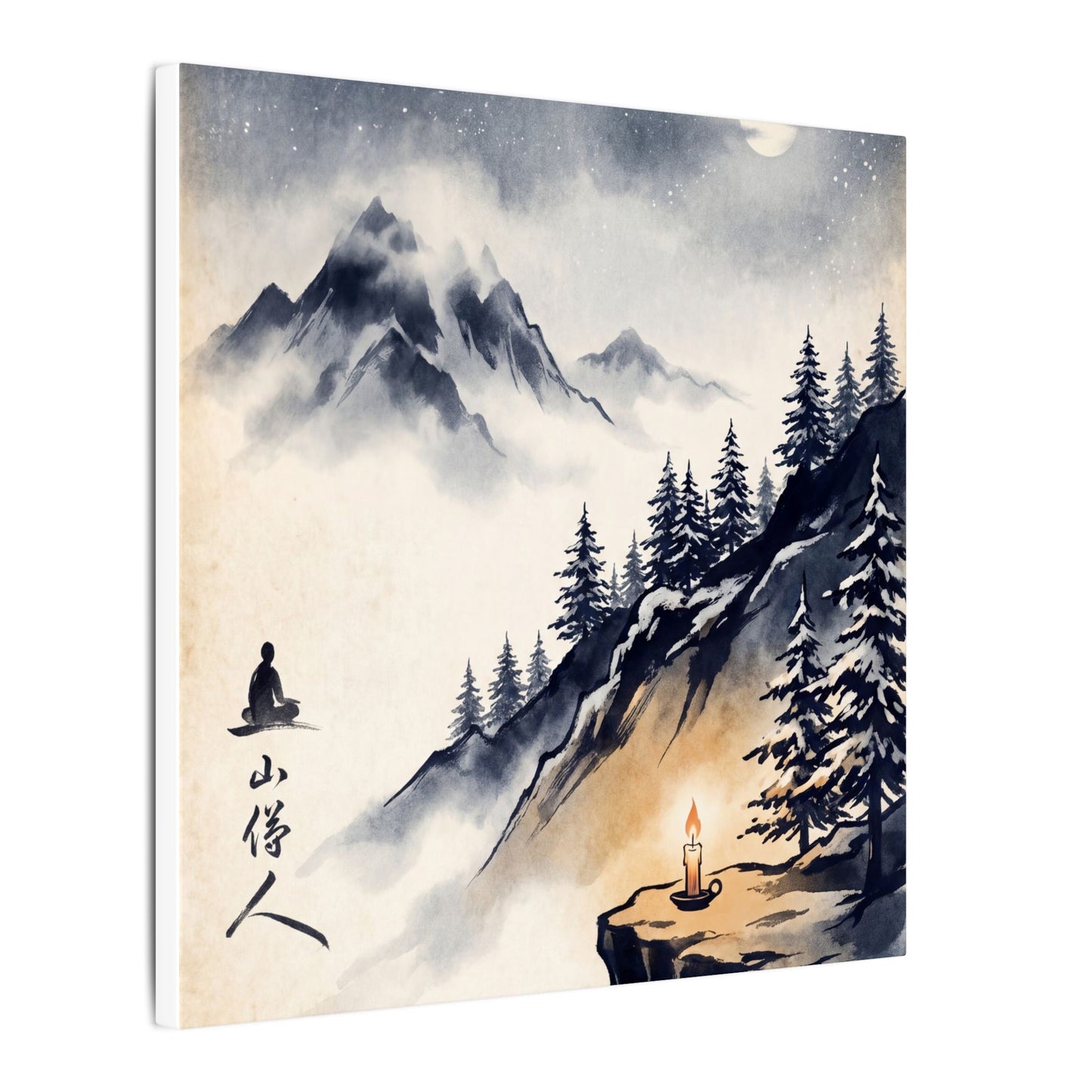 Mountain Mist Canvas Art | Winter Zen Ukiyo E Inspired Art