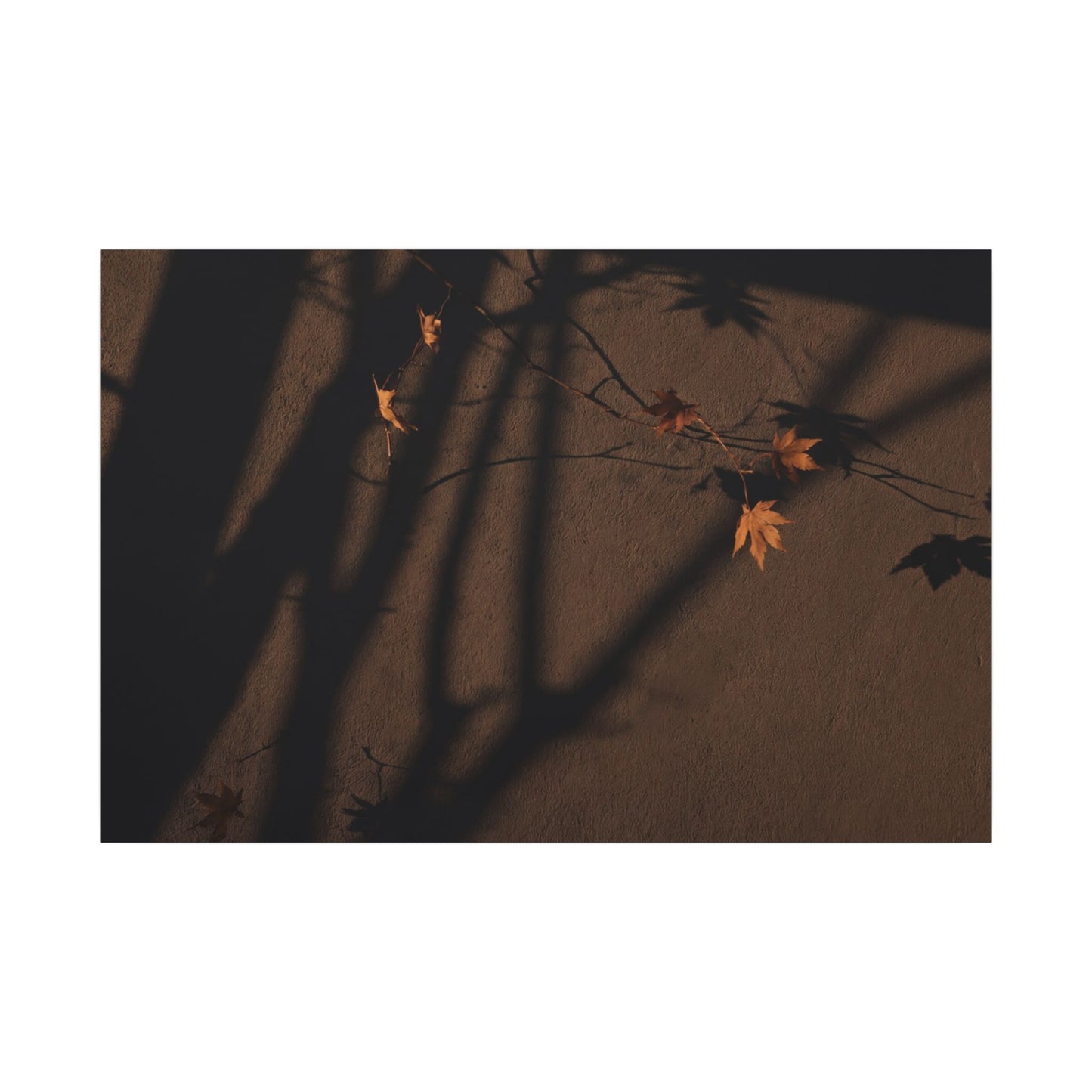 Shadow Play Autumn Canvas Art | Dark Japandi Luxurious Design Art Print