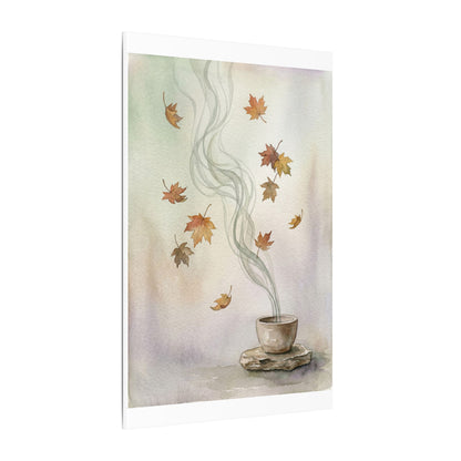 Incense Smoke Canvas Art | Autumn Japandi Watercolor Art