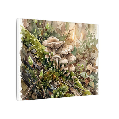 Wild Mushrooms Canvas Art | Spring Japandi Watercolor Art