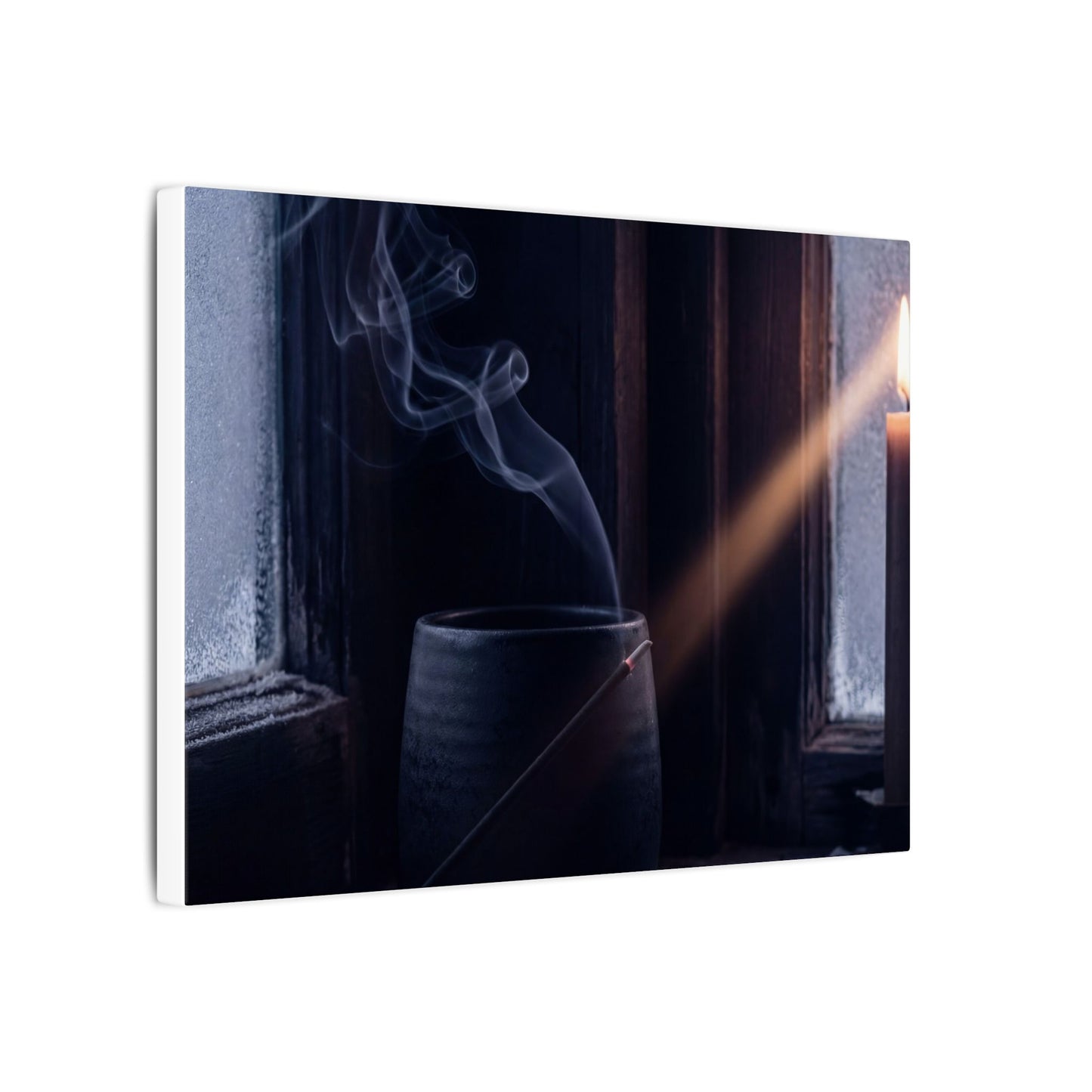 Incense Smoke Winter Canvas Art | Dark Japandi Sophisticated Design