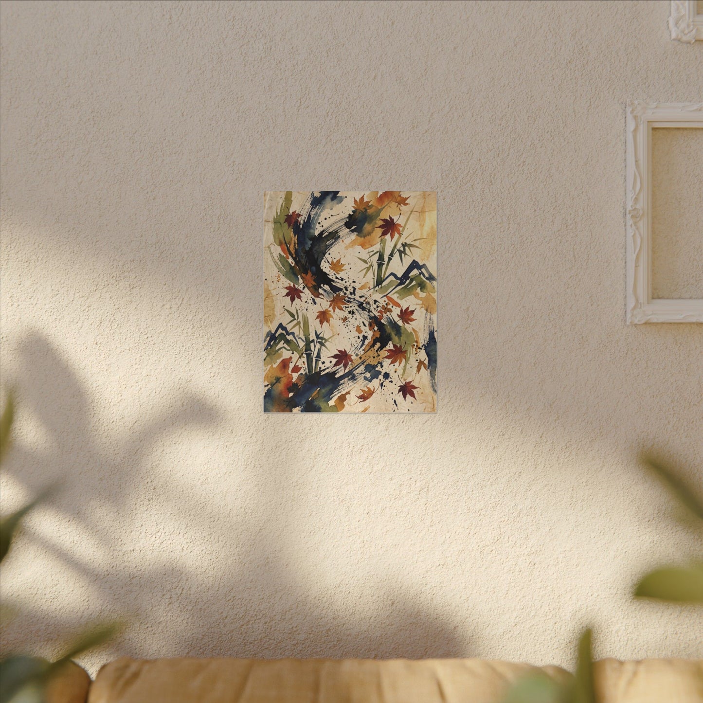 Golden Hour Ink Brushstroke Canvas Art - Zen Shibui