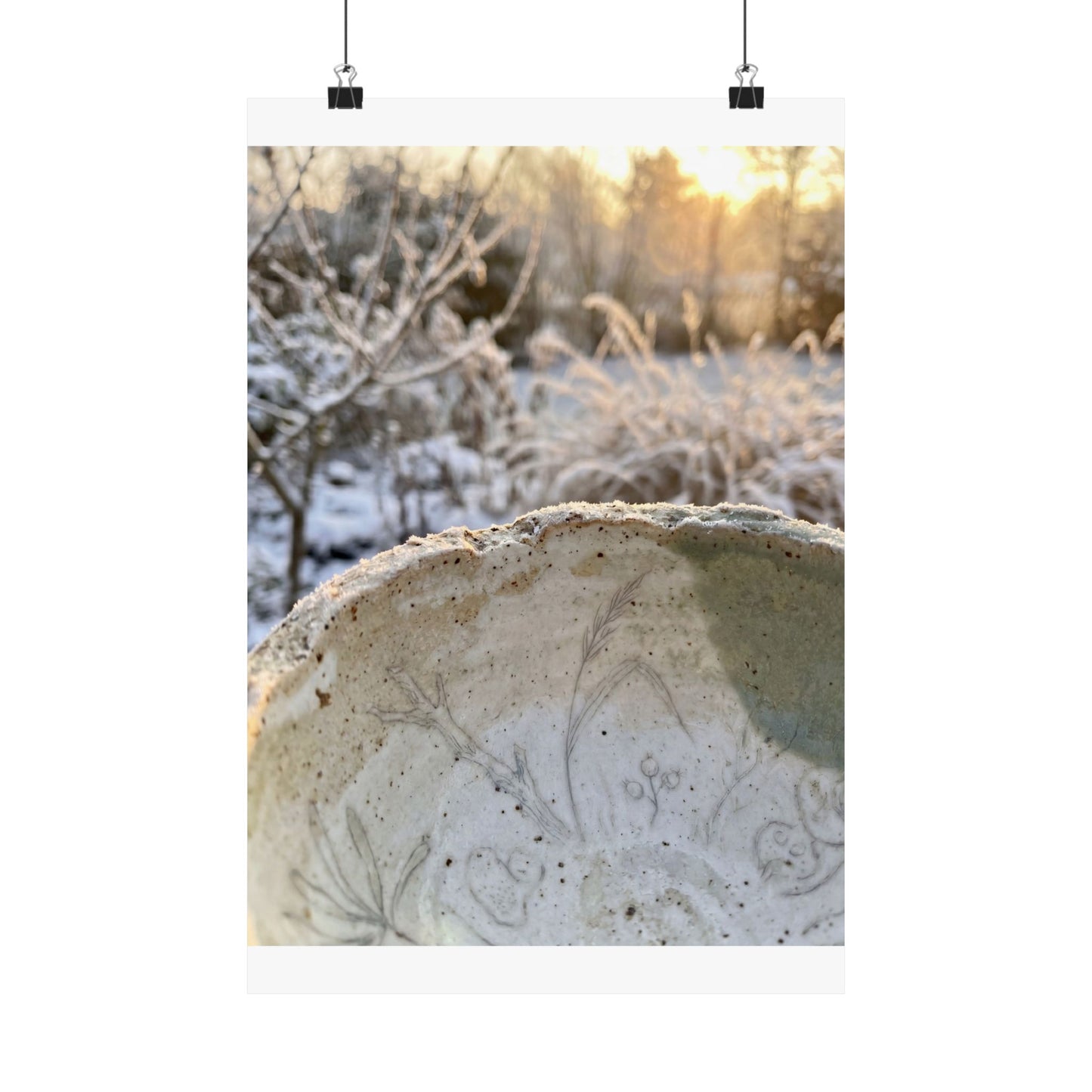 Winter Ceramic Bowl Minimal Line Wall Art Print | Cozy Decor