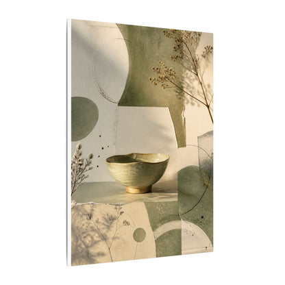 Warm Ceramic Bowl Canvas Art - Minimal Line Japandi