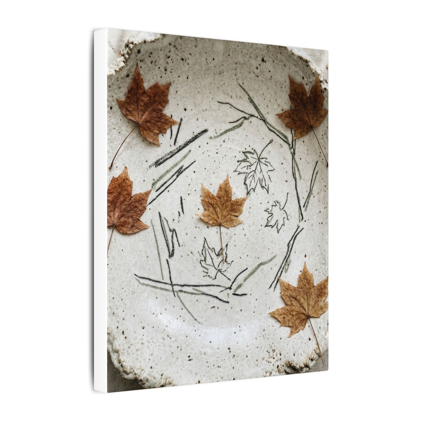 Ceramic Bowl Autumn Canvas Art | Japandi Elegant Design
