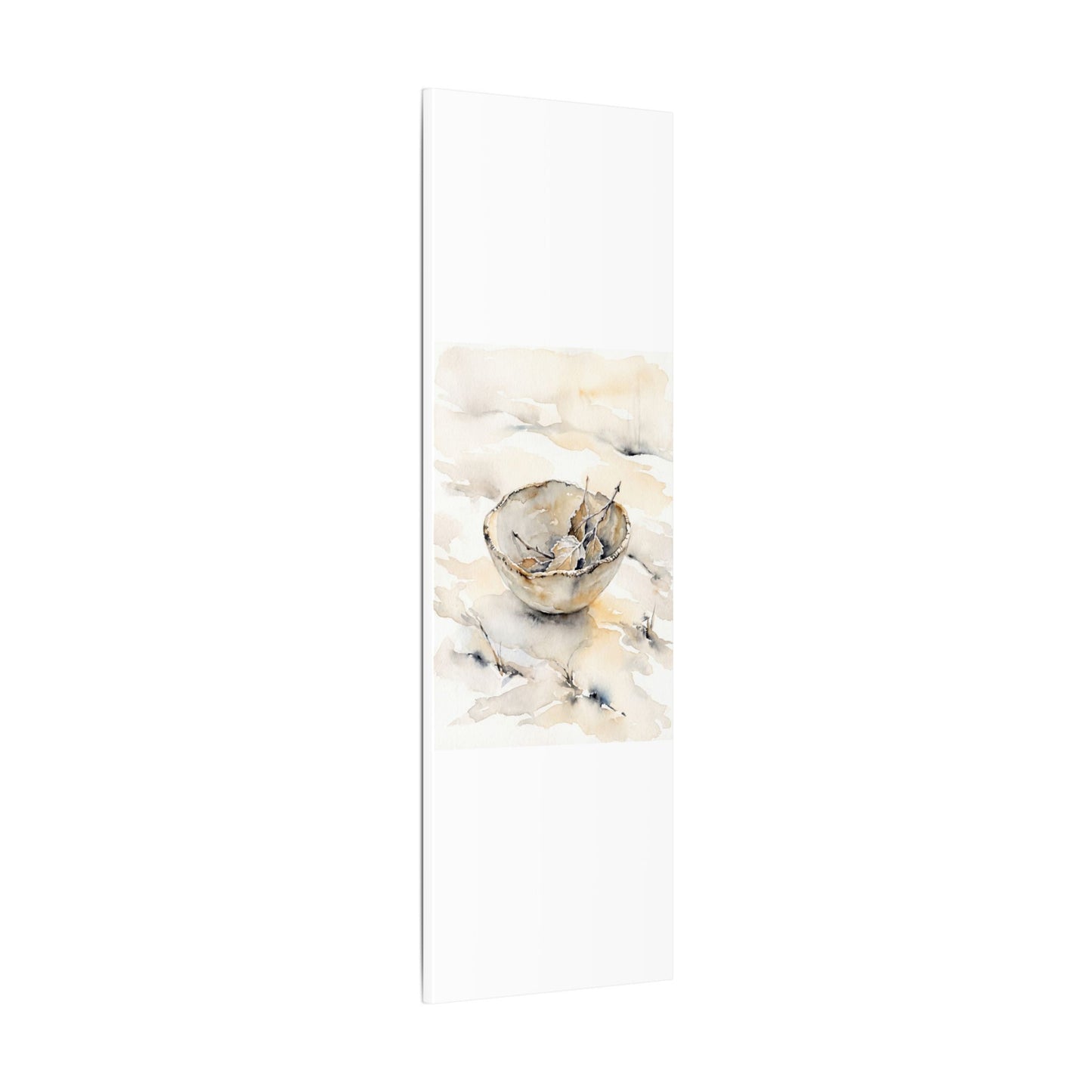 Ceramic Bowl Canvas Art | Winter Japandi Watercolor Art