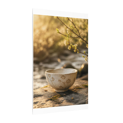 Neutral Ceramic Bowl Canvas Art - Japanese Pattern Japandi