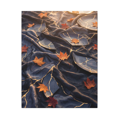 Golden Hour Silk Drape Canvas Art - Kintsugi Shibui