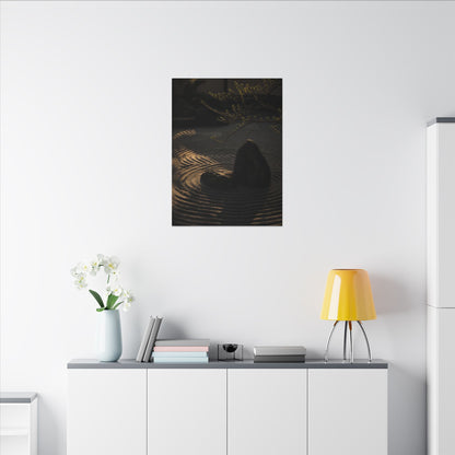 Ma Rock Garden Canvas Art - Dark Japandi Shadow Zen