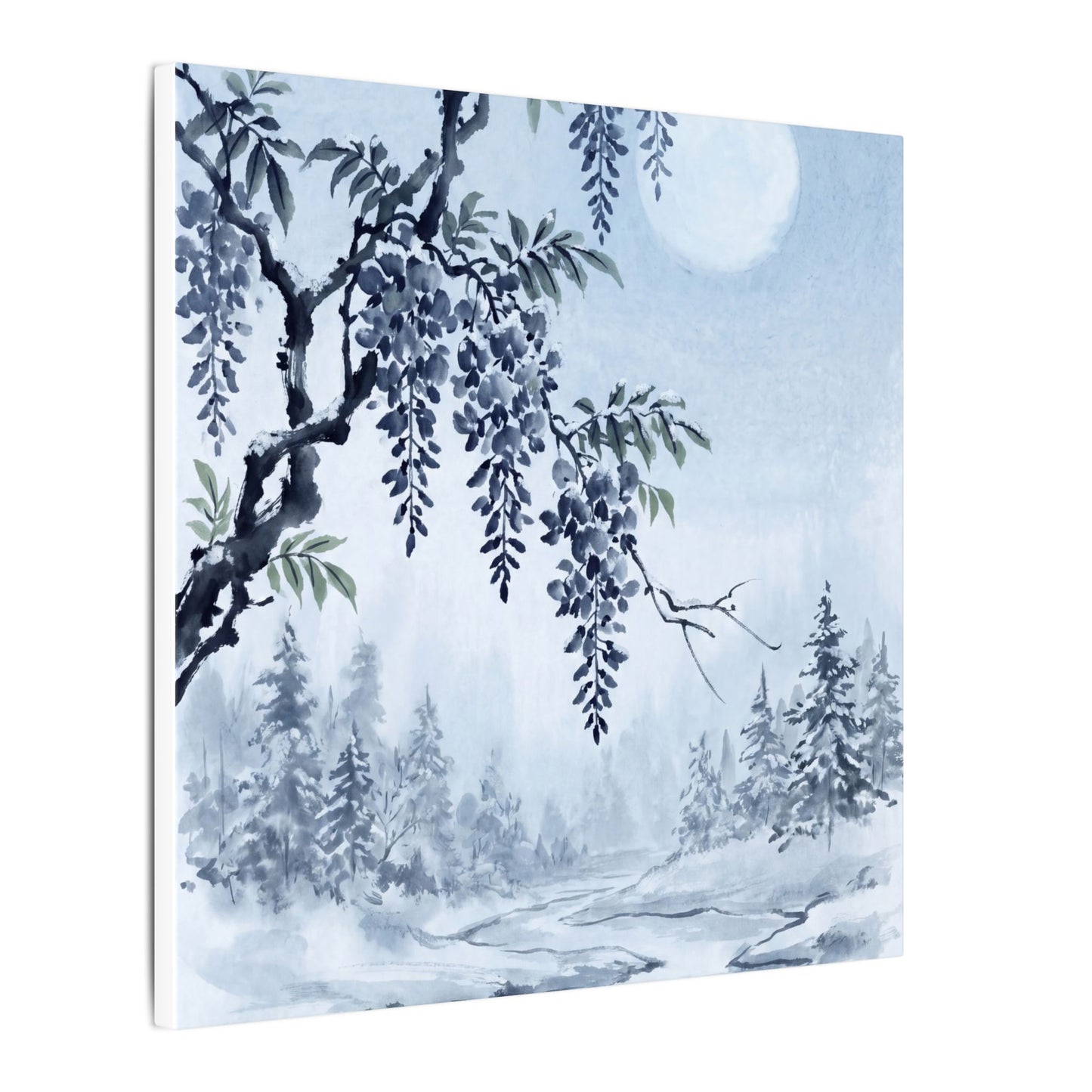Seijaku Wisteria Canvas Art - Zen Sumi E
