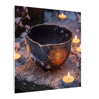 Ceramic Bowl Gold Repair Canvas Art | Beautiful Kintsugi Art