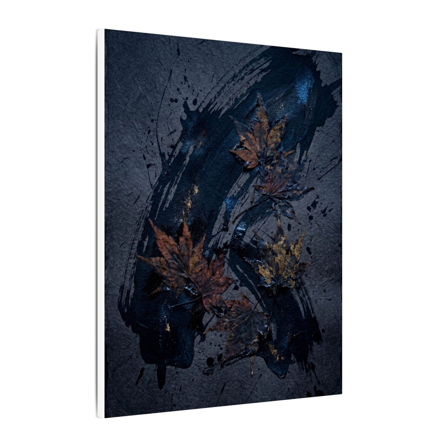Sophisticated Ink Brushstroke Canvas Art - Dark Texture Dark Japandi