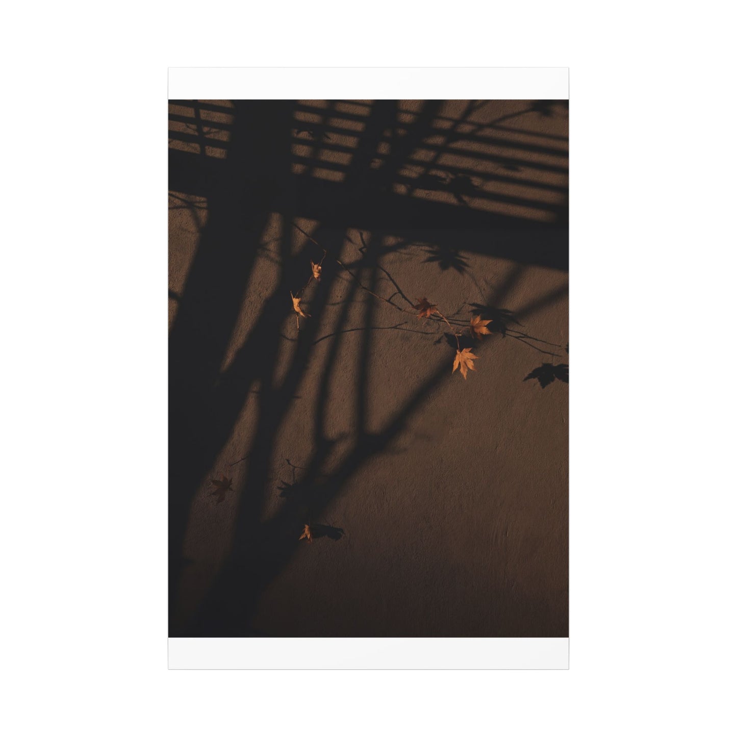 Shadow Play Autumn Canvas Art | Dark Japandi Luxurious Design