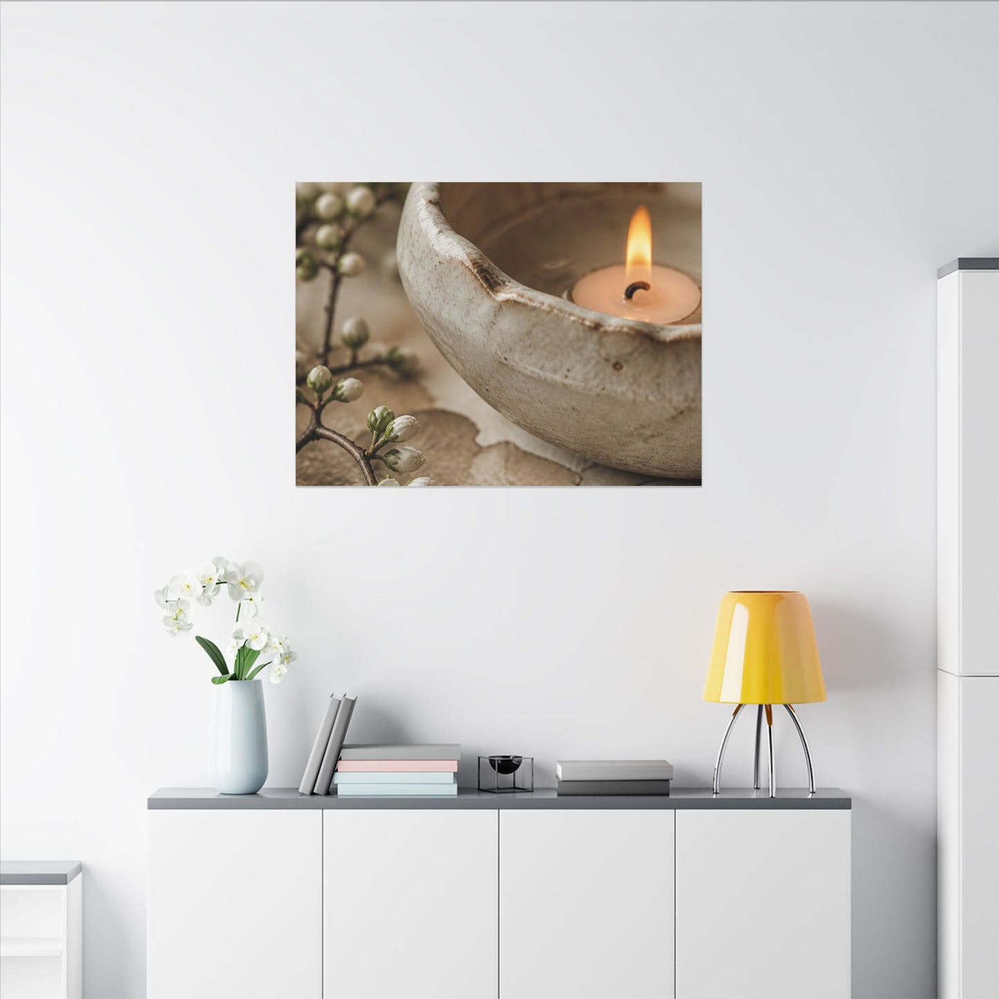 Kanso Ceramic Bowl Canvas Art - Japandi Watercolor