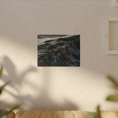 Dark Japandi Ocean Wave in Dawn | Moody Minimal Canvas Art