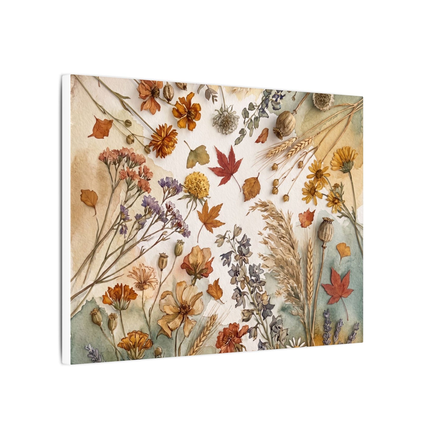 Dried Flowers Canvas Art | Autumn Japandi Watercolor Art