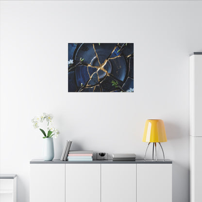 Moonlight Broken Pottery Canvas Art - Kintsugi Fukinsei