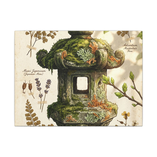 Dappled Stone Lantern Canvas Art - Cottagecore Seijaku