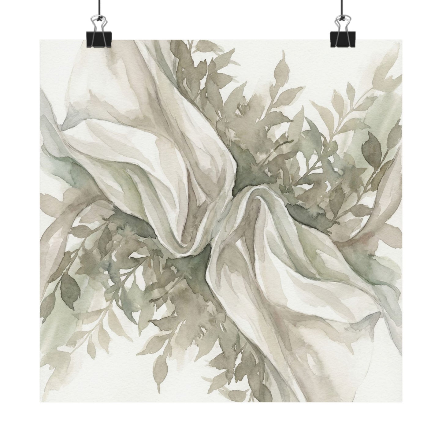 Silk Drape Watercolor Wall Art Print | Elegant Japandi Art Art Print