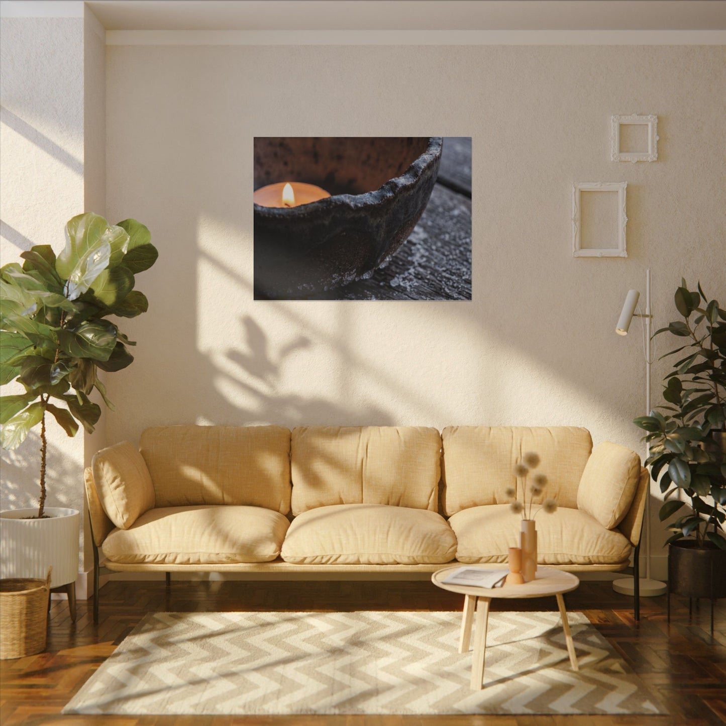 Atmospheric Ceramic Bowl Canvas Art - Moody Minimal Dark Japandi