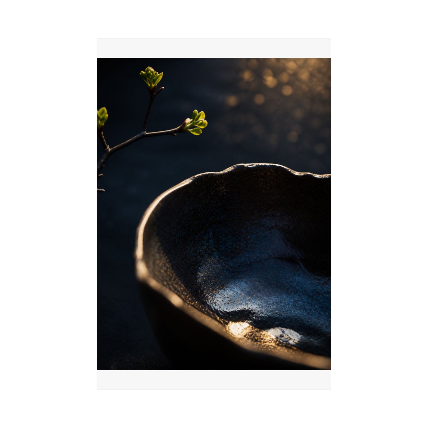 Ma Ceramic Bowl Wall Art Print - Dark Japandi Shadow Zen