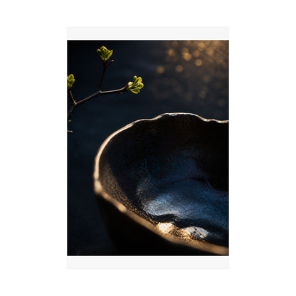 Ma Ceramic Bowl Wall Art Print - Dark Japandi Shadow Zen