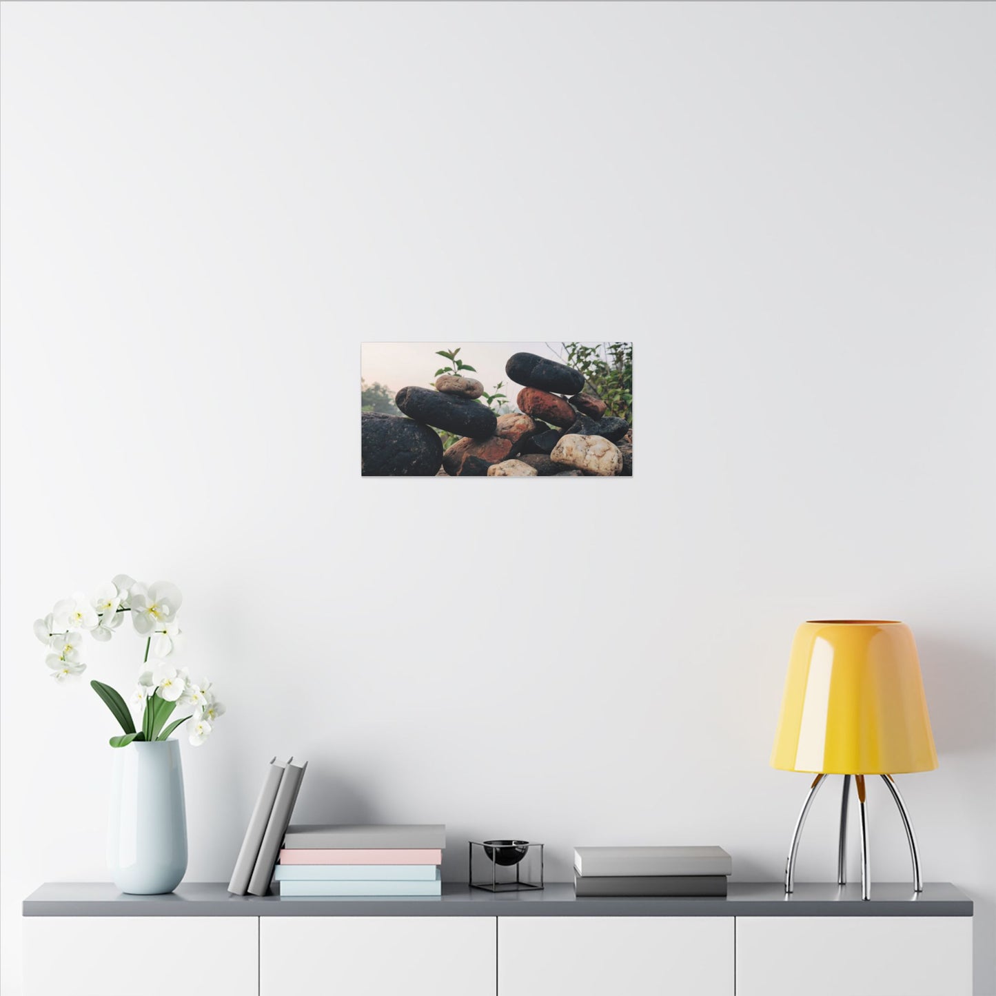 River Stones Canvas Art | Spring Kintsugi Broken Beauty Art