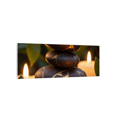 Summer River Stones Gold Vein Canvas Art | Philosophical Decor