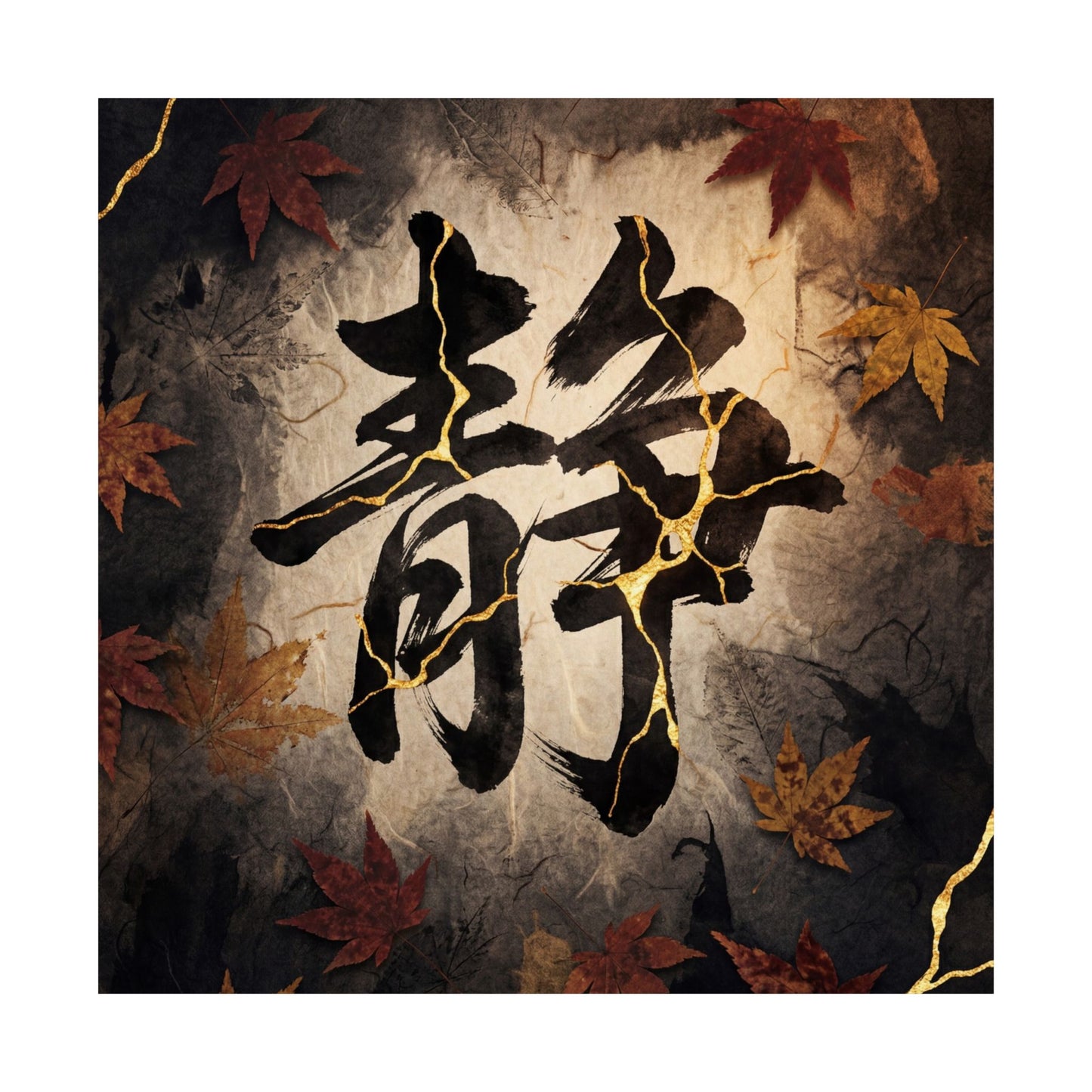 Seijaku Calligraphy Wall Art Print - Kintsugi Gold Repair