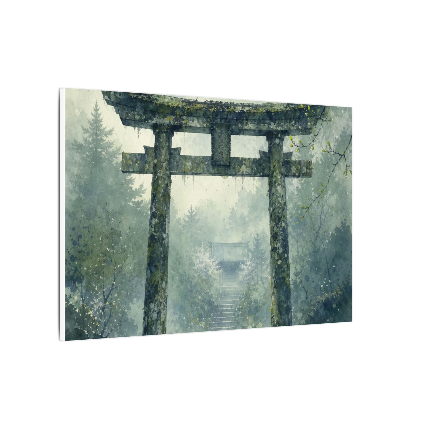 Earthy Torii Gate Canvas Art - Watercolor Japandi