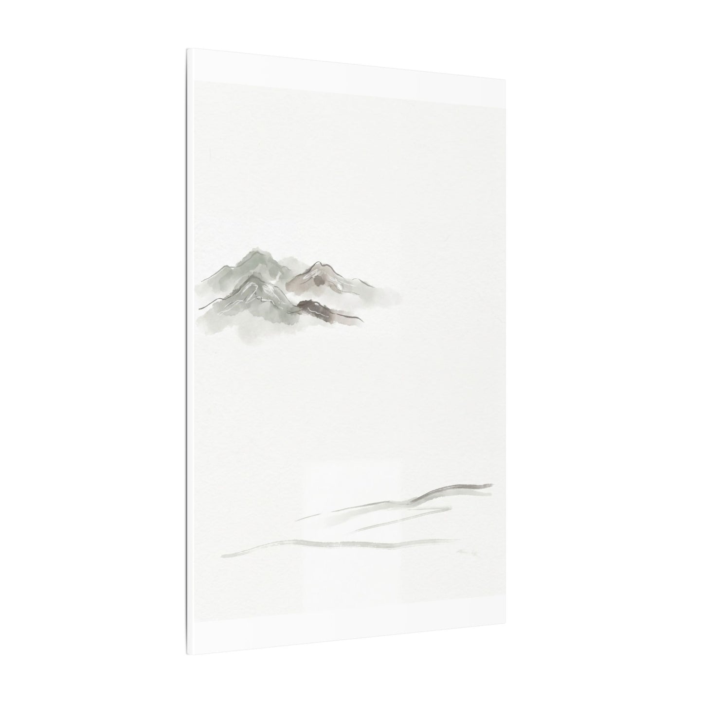 Winter Mountain Mist Minimal Line Canvas Art | Elegant Decor