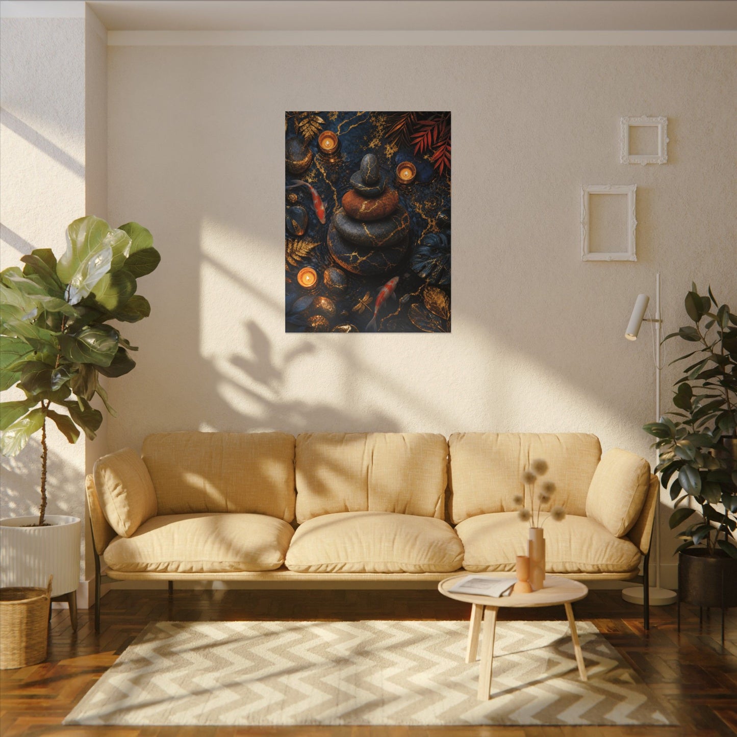 Summer River Stones Gold Vein Canvas Art | Resilient Decor