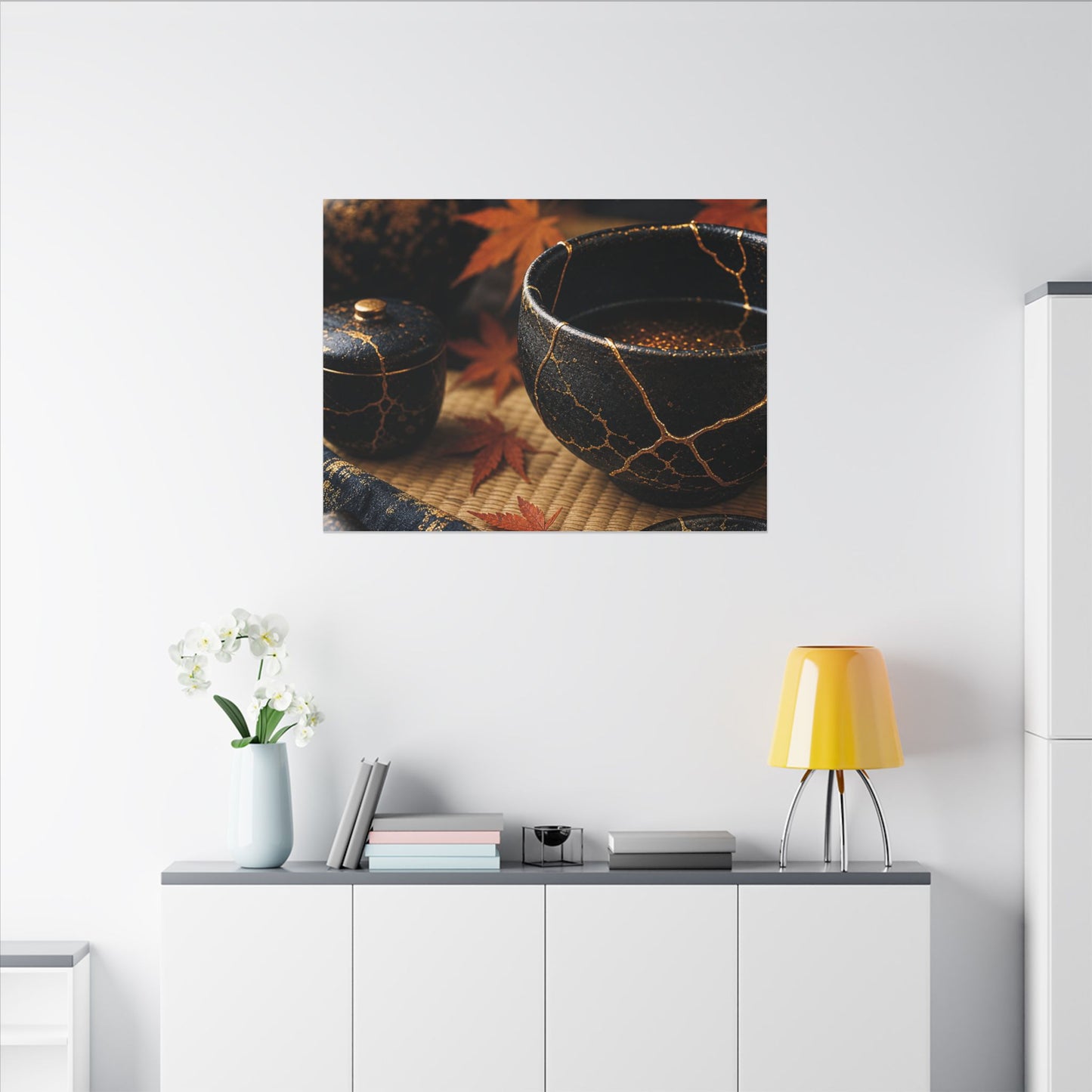 Seijaku Tea Ceremony Canvas Art - Kintsugi Gold Repair