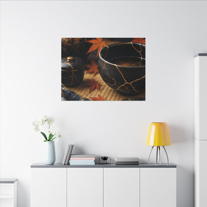 Seijaku Tea Ceremony Canvas Art - Kintsugi Gold Repair