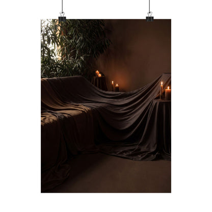 Candlelight Silk Drape Wall Art Print - Dark Japandi Ma