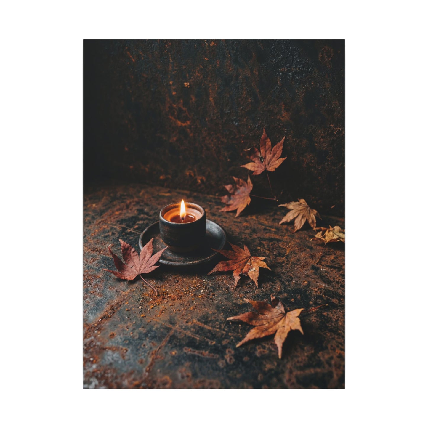 Dark Japandi Rust Patina in Candlelight | Shadow Zen Canvas Art