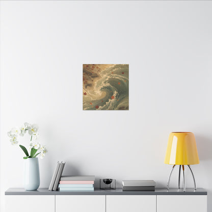 Japandi Ocean Wave in Candlelight | Japanese Pattern Canvas Art