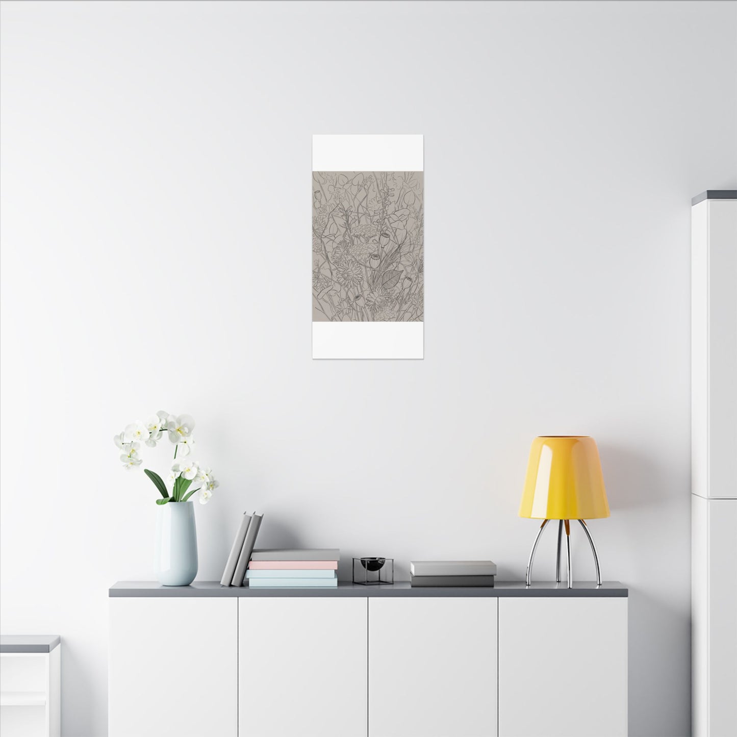 Summer Dried Flowers Minimal Line Canvas Art | Elegant Decor